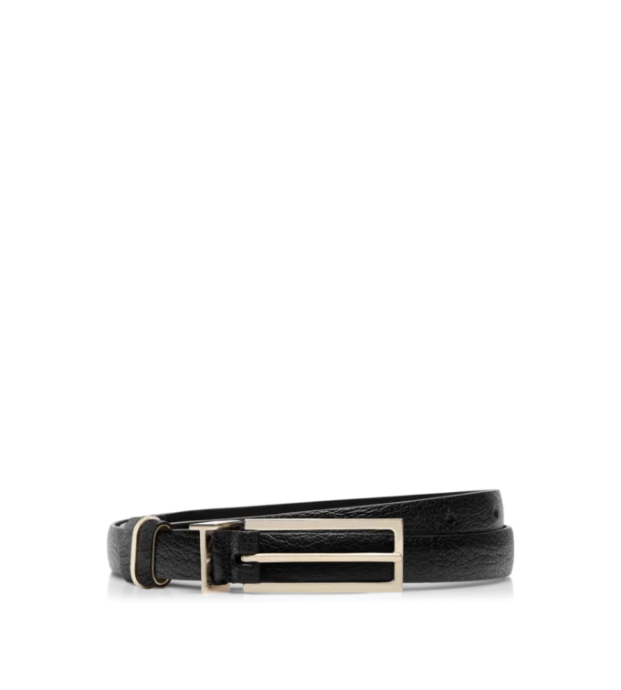 Ceinture en cuir grainé souple avec boucle en T