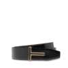 Ceinture en cuir lisse avec boucle émaillée