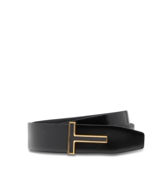 Ceinture en cuir lisse avec boucle émaillée