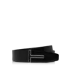 Ceinture en cuir lisse avec boucle émaillée