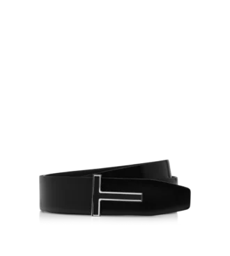 Ceinture en cuir lisse avec boucle émaillée