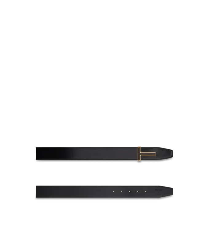 Ceinture en cuir lisse avec boucle émaillée