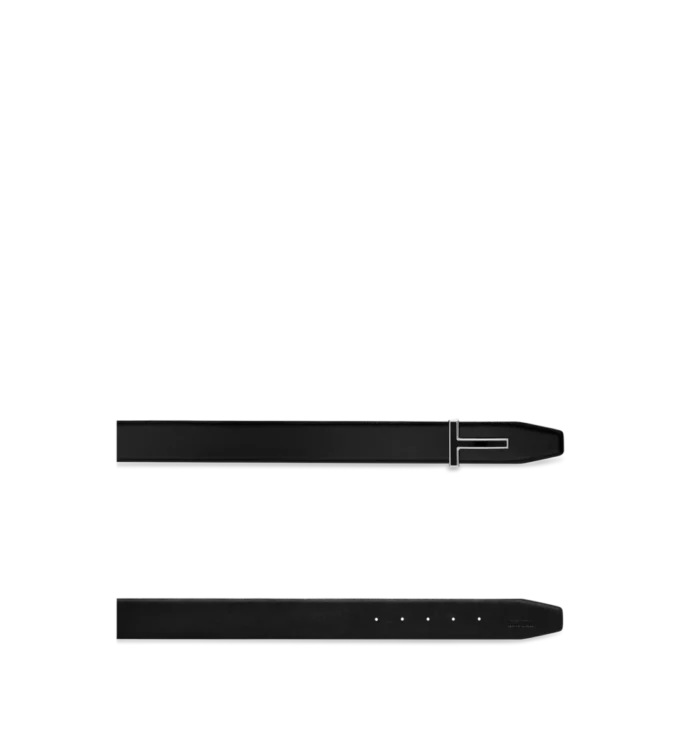 Ceinture en cuir lisse avec boucle émaillée