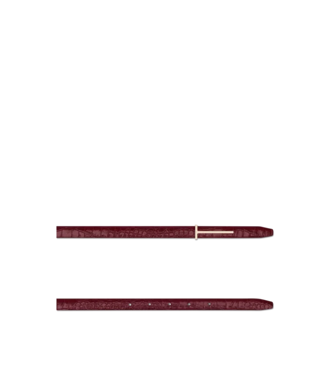 Ceinture fine en cuir crocodile estampé brillant Ceinture fine en cuir crocodile estampé brillant