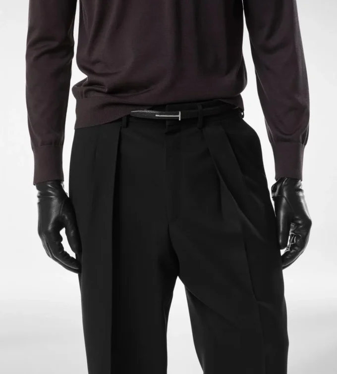 Ceinture fine en cuir grainé souple Ceinture fine en cuir grainé souple