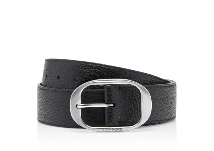 Ceinture ovale en cuir grainé