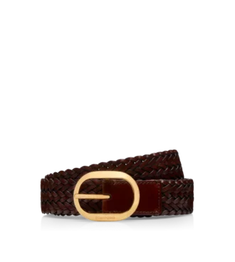 Ceinture ovale en cuir tressé