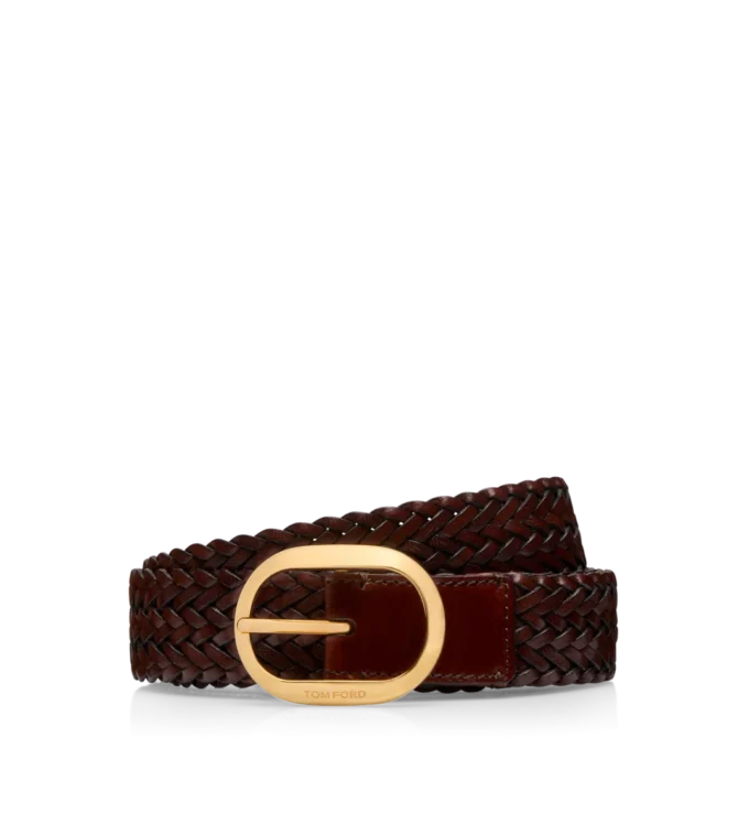 Ceinture ovale en cuir tressé