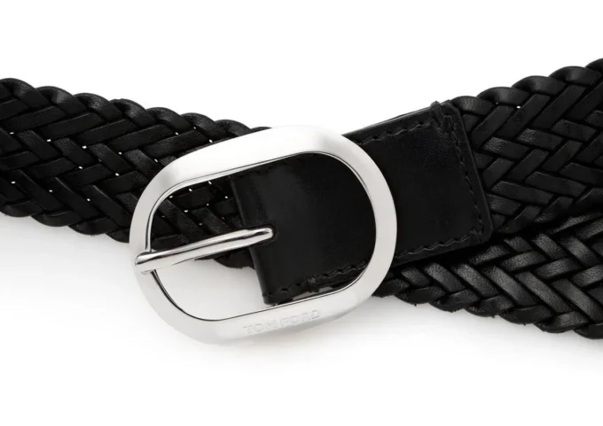 Ceinture ovale en cuir tressé
