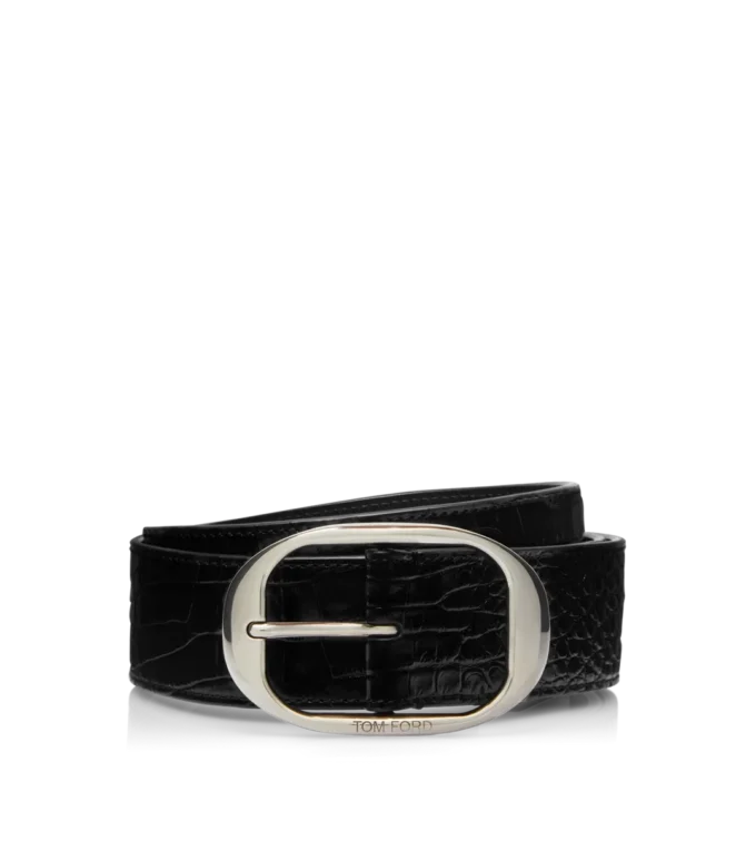 Ceinture ovale imprimée alligator