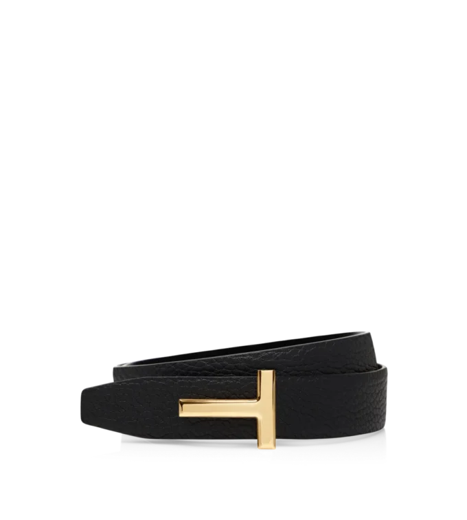 Ceinture réversible en cuir grainé et cuir lisse 30 mm