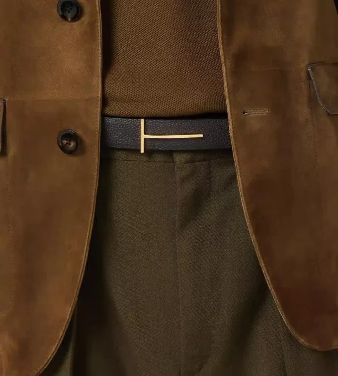 Ceinture réversible slim en cuir grainé