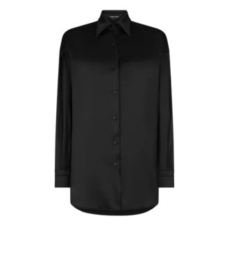 Chemise ample en satin de soie extensible