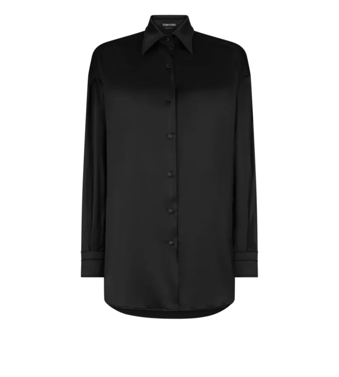 Chemise ample en satin de soie extensible Chemise ample en satin de soie extensible
