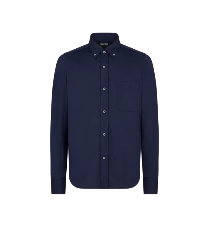 Chemise boutonnée en coton et soie mélangés Chemise boutonnée en coton et soie mélangés