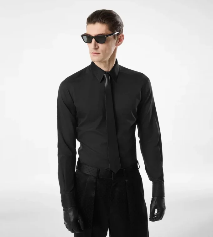 Chemise classique en coton et soie