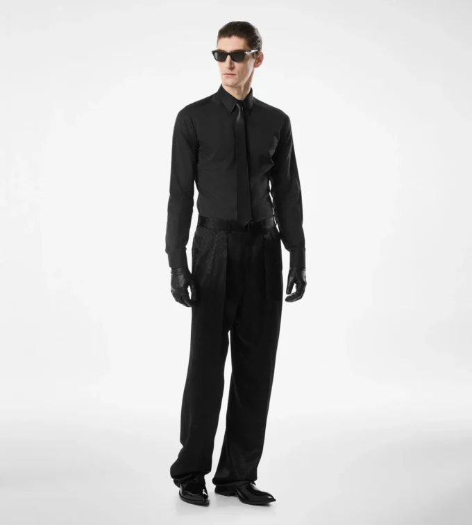 Chemise classique en coton et soie