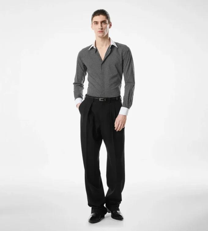 Chemise classique en coton à imprimé diamant