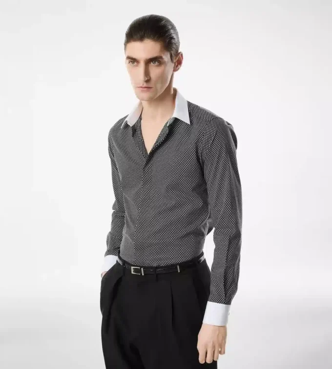 Chemise classique en coton à imprimé diamant