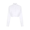 Chemise courte en popeline de coton et soie mélangés Chemise courte en popeline de coton et soie mélangés