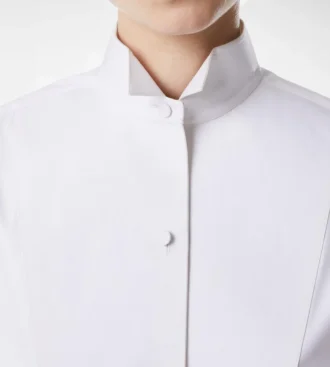 Chemise courte en popeline de coton et soie mélangés