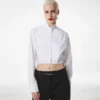 Chemise courte en popeline de coton et soie mélangés Chemise courte en popeline de coton et soie mélangés