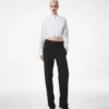 Chemise courte en popeline de coton et soie mélangés Chemise courte en popeline de coton et soie mélangés