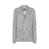 Chemise de pyjama en soie rayée avec passepoil et logo TF brodé ton sur ton Chemise de pyjama en soie rayée avec passepoil et logo TF brodé ton sur ton