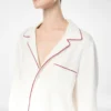 Chemise de pyjama en twill de soie avec passepoil et logo TF brodé ton sur ton