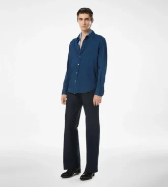 Chemise en coton indigo