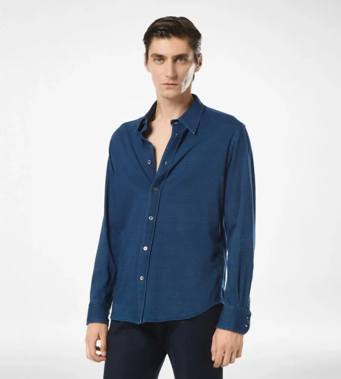 Chemise en coton indigo