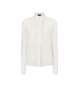 Chemise en crêpe de Chine de soie avec détails plissés