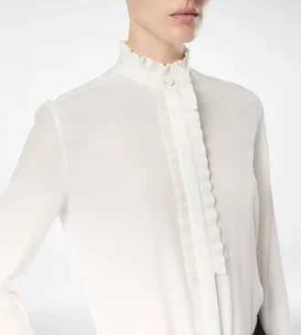 Chemise en crêpe de Chine de soie avec détails plissés