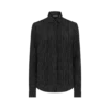 Chemise en crêpe de Chine de soie à pois avec plastron plissé