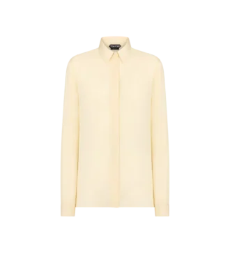 Chemise en georgette de soie lavée avec logo TF brodé ton sur ton