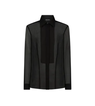 Chemise en mousseline de soie avec plastron