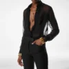 Chemise en mousseline de soie avec plastron