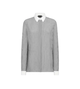 Chemise en soie rayée avec détails contrastés