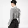 Chemise en soie rayée avec détails contrastés Chemise en soie rayée avec détails contrastés