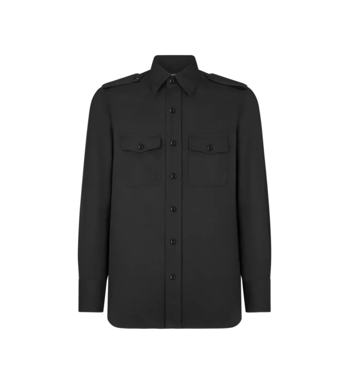 Chemise militaire en coton et soie