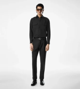 Chemise militaire en coton et soie