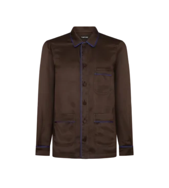 Chemise à passepoil en jacquard à micro-pois