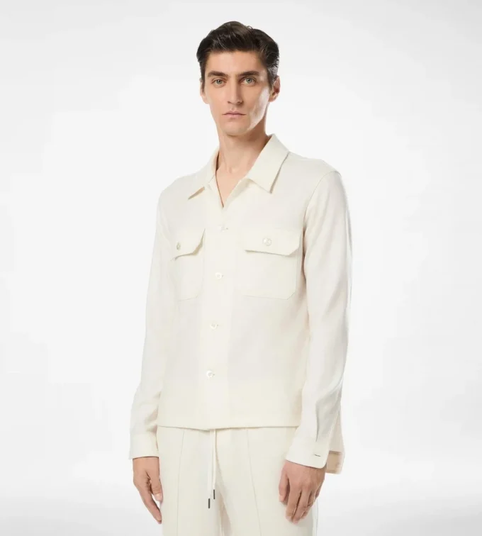 Chemise à poche poitrine en cachemire