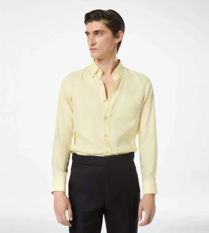 Chemise slim fit en gabardine fluide Chemise slim fit en gabardine fluide