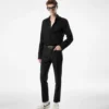 Chemise slim fit en satin crêpe