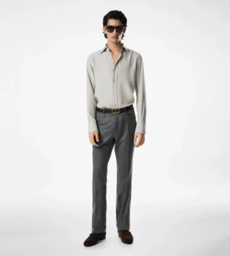 Chemise slim fit en twill délavé Chemise slim fit en twill délavé
