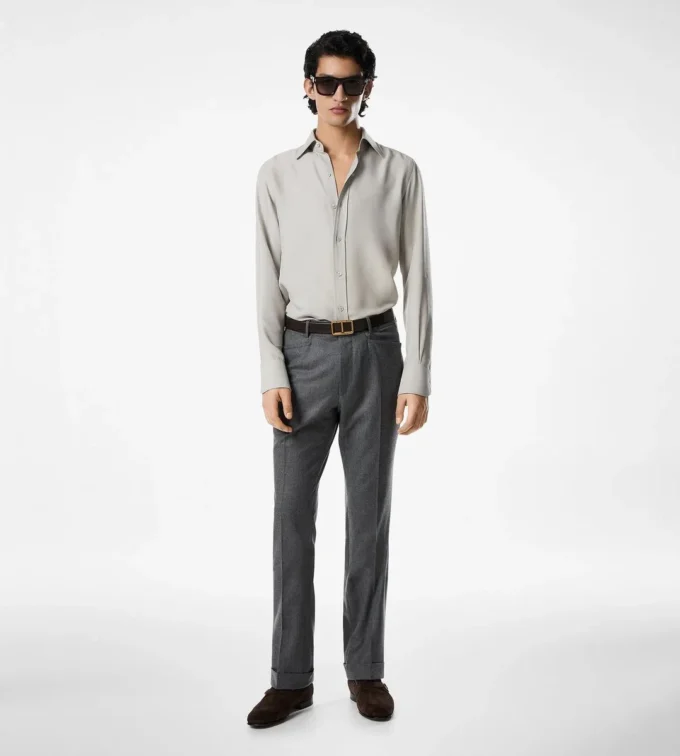 Chemise slim fit en twill délavé Chemise slim fit en twill délavé