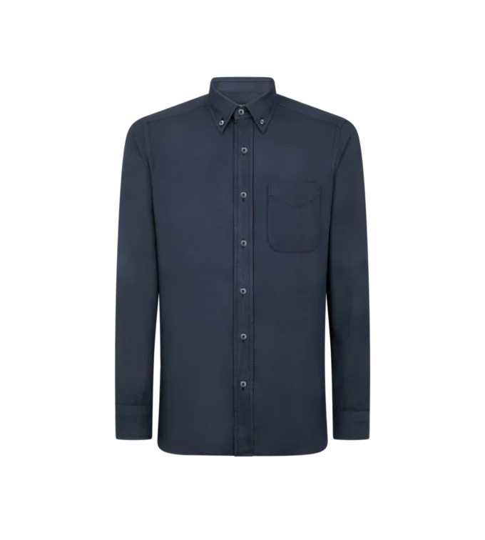Chemise slim fit en twill léger en cachemire