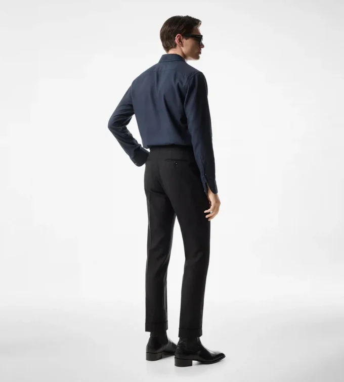 Chemise slim fit en twill léger en cachemire