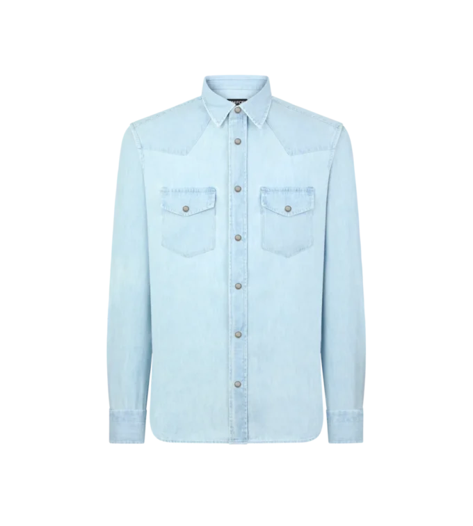 Chemise western en chambray denim